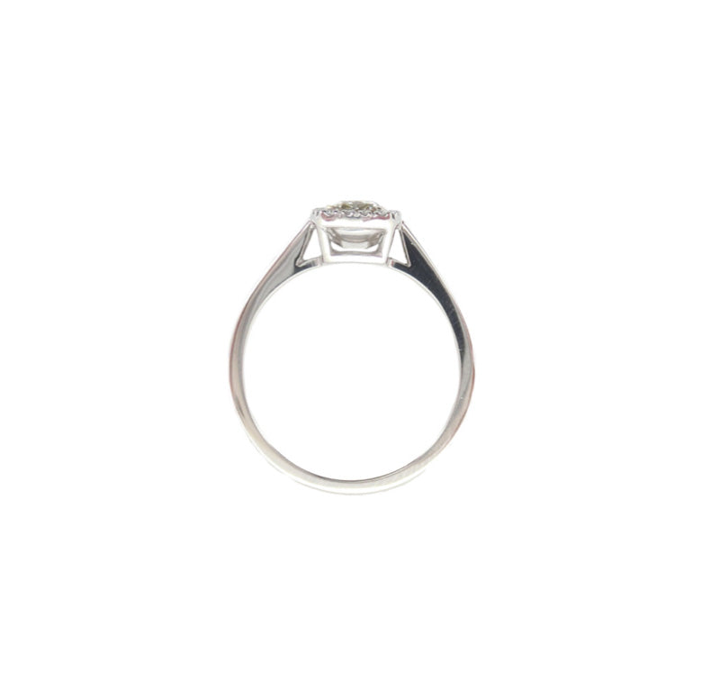 Mael ライトグリーンイエロークッション・ダイヤモンドリング 0.584ct 天然 SI-2 CGL裏側画像