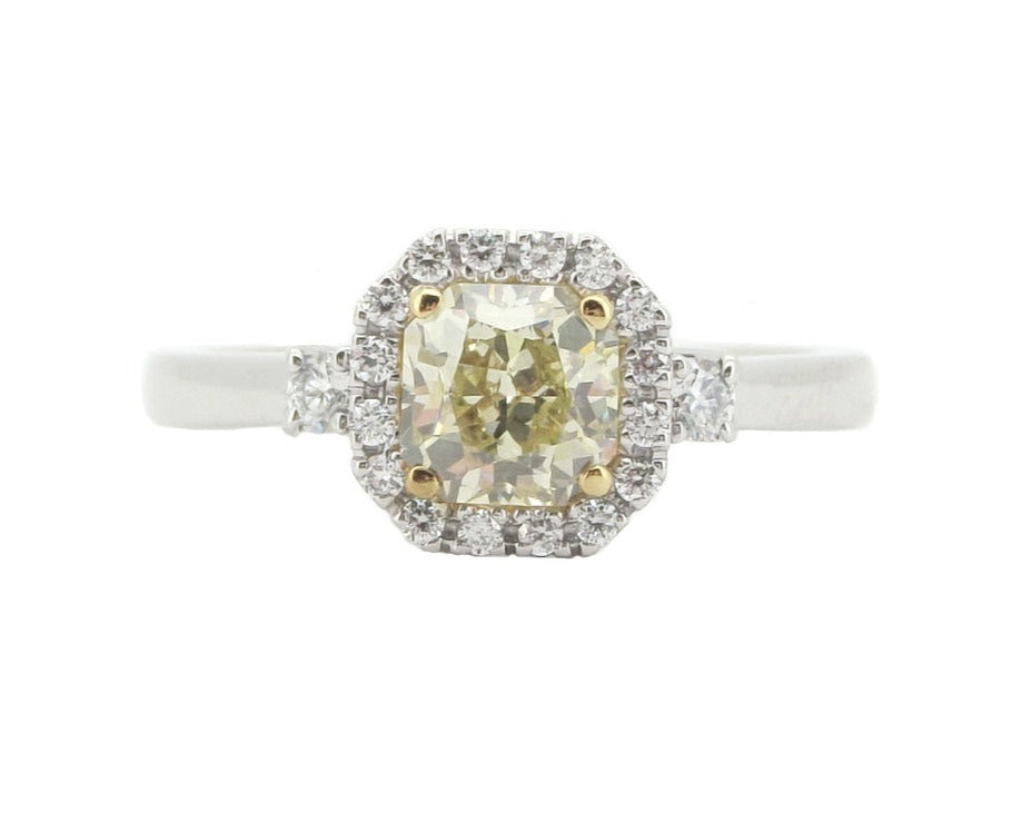 Mael ファンシーライトイエローラディアントダイヤモンドリング 0.94ct 天然 VS1 CGL