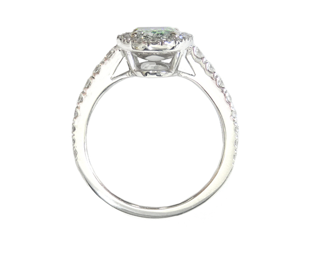 オーバルシェイプ・ライトグリーン天然ダイヤモンドリング 1.59ct GIA ダイアモンド枠画像