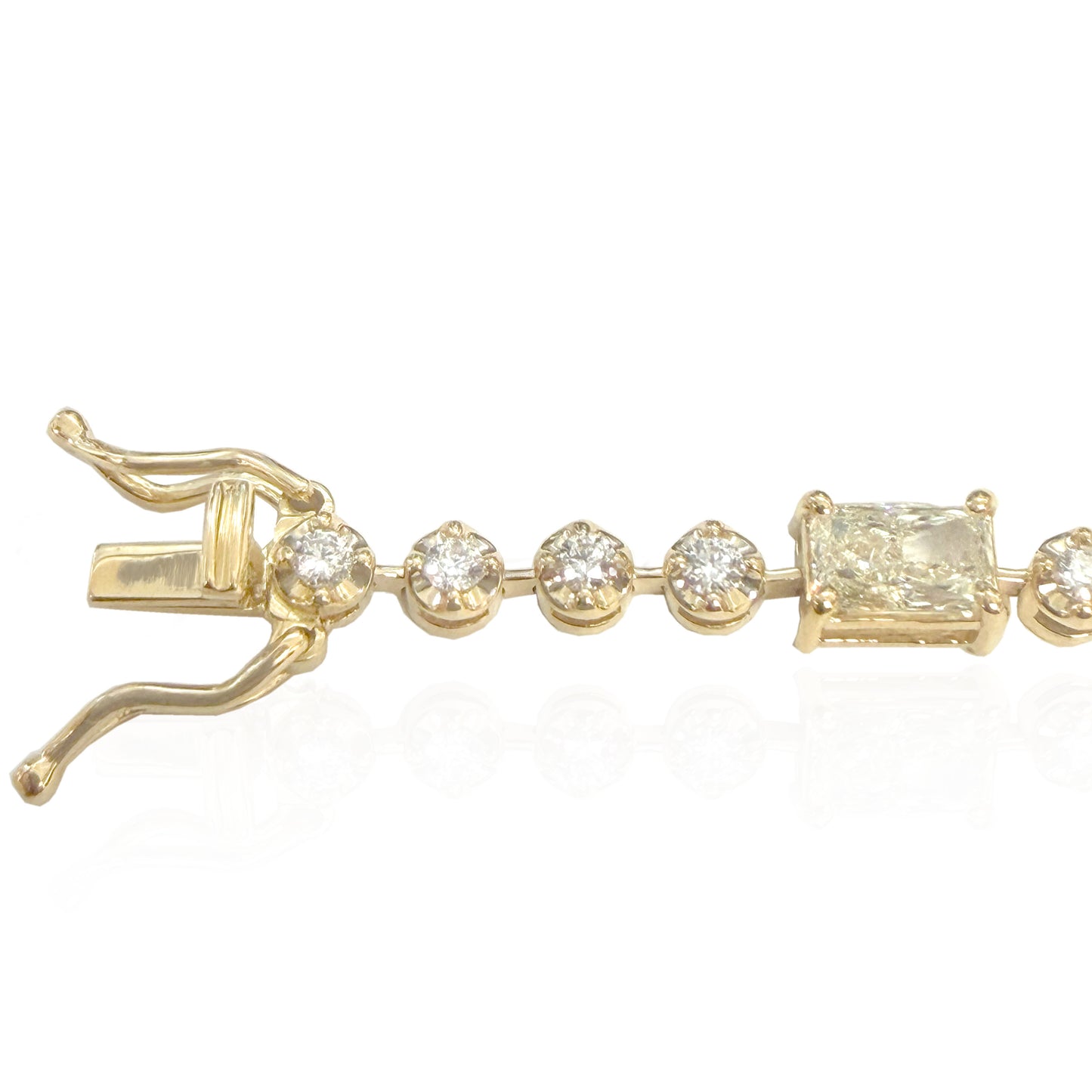 18K ダイヤモンドテニスブレスレット ラウンド・エメラルドカット 3.86ct GGS鑑定書 拡大画像