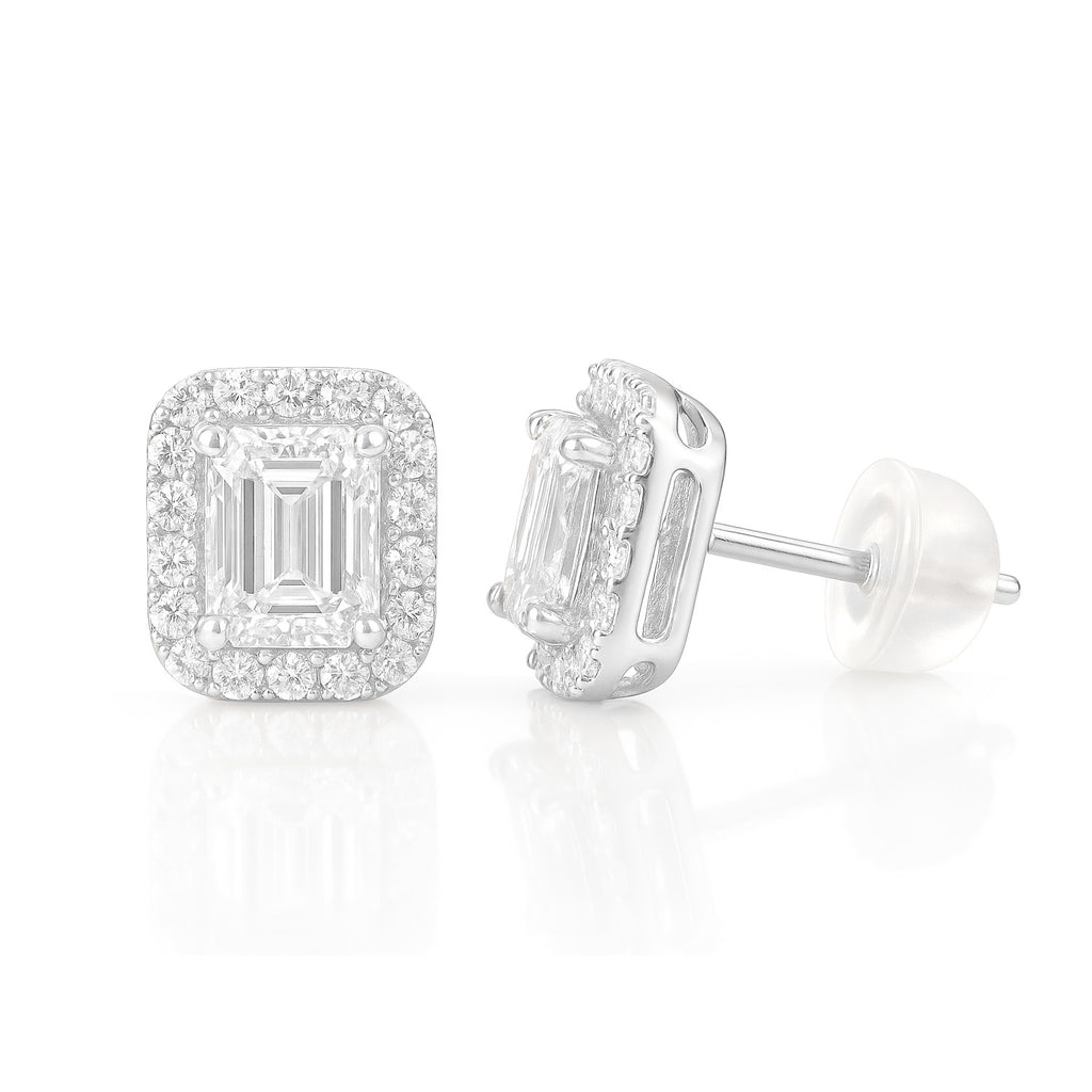 18K ダイヤモンドイヤリング エメラルドカット - 0.83ct