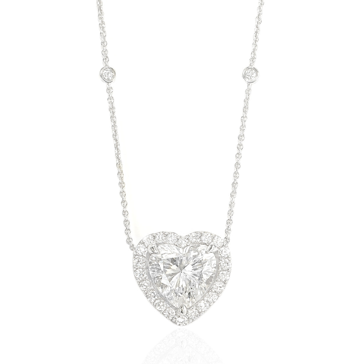 18K ほぼ無色 ダイヤモンド ハート ペンダント ネックレス - 2.085ct