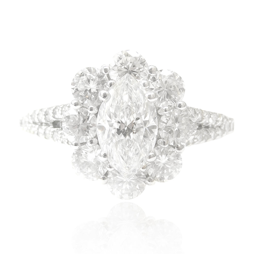 Flower Design Marquise Diamond Ring - 1.98ct