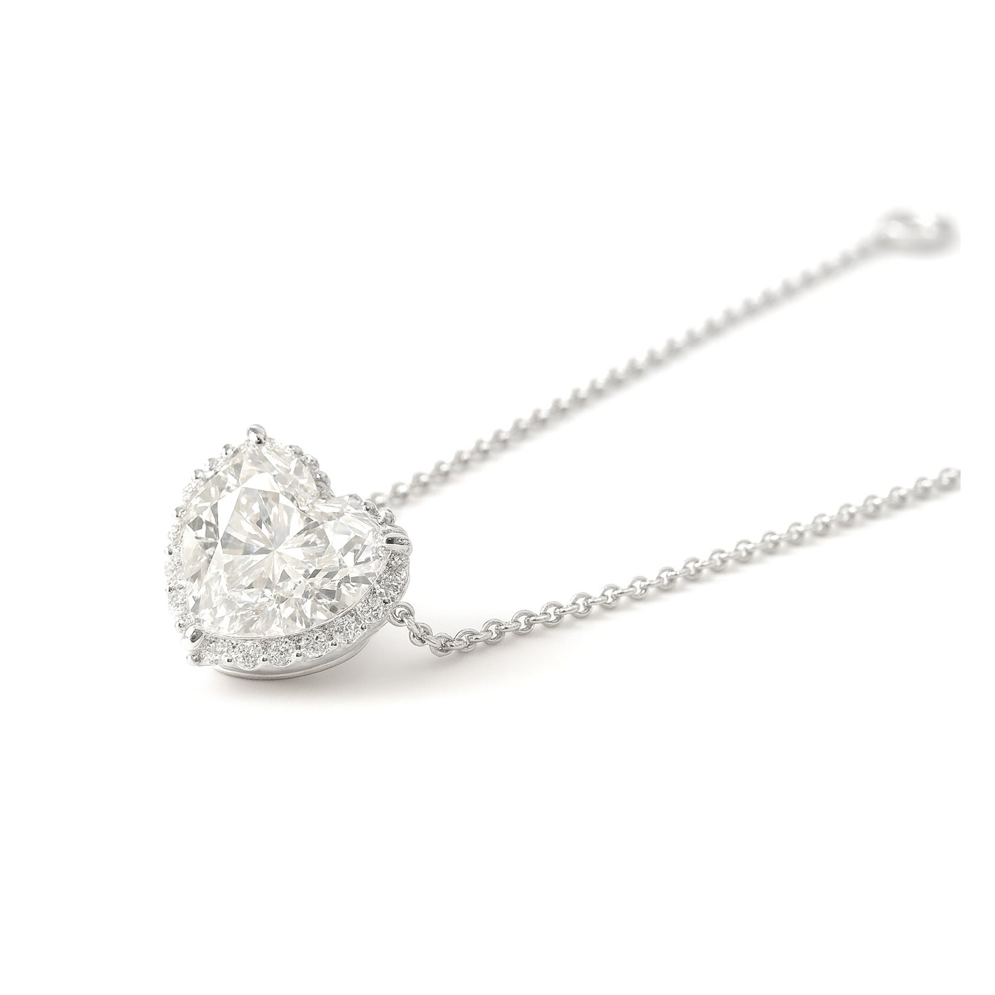 18K ほぼ無色 ダイヤモンド ハート ペンダント ネックレス - 2.085ct