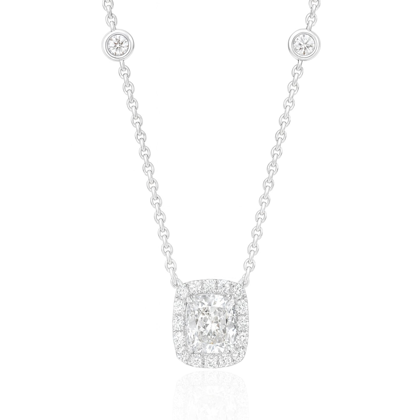 18K ほぼ無色 ダイヤモンド ペンダント ネックレス クッションカット - 1.06ct