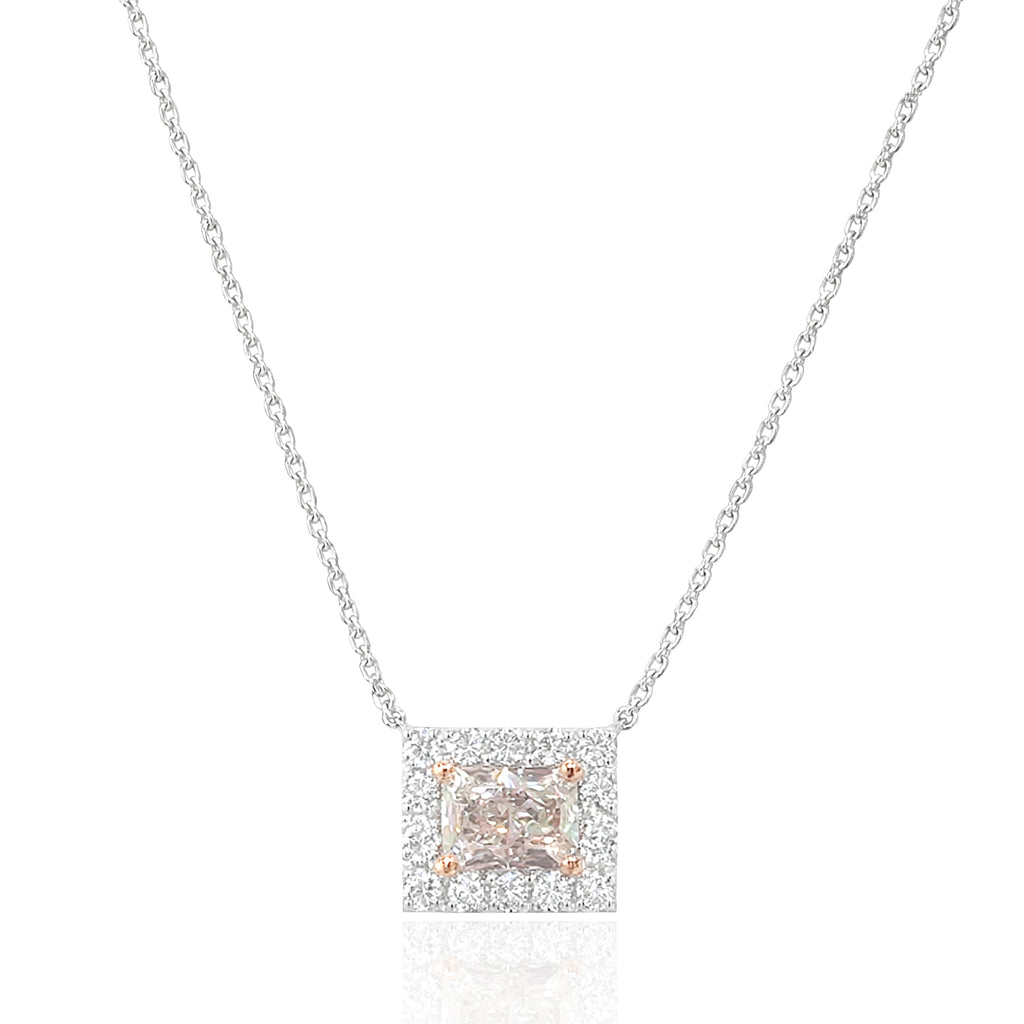 Mael Radiant Faint Brownish Pink Diamond Pendant Necklace - 0.559ct