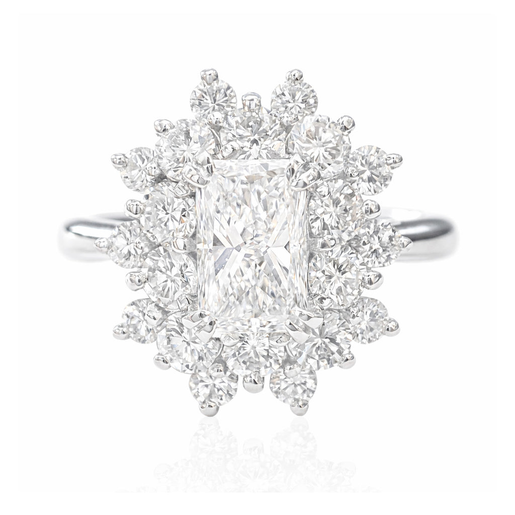 PT950 無色ダイヤモンドリング 1.85ct VVS2 ラディアントカット