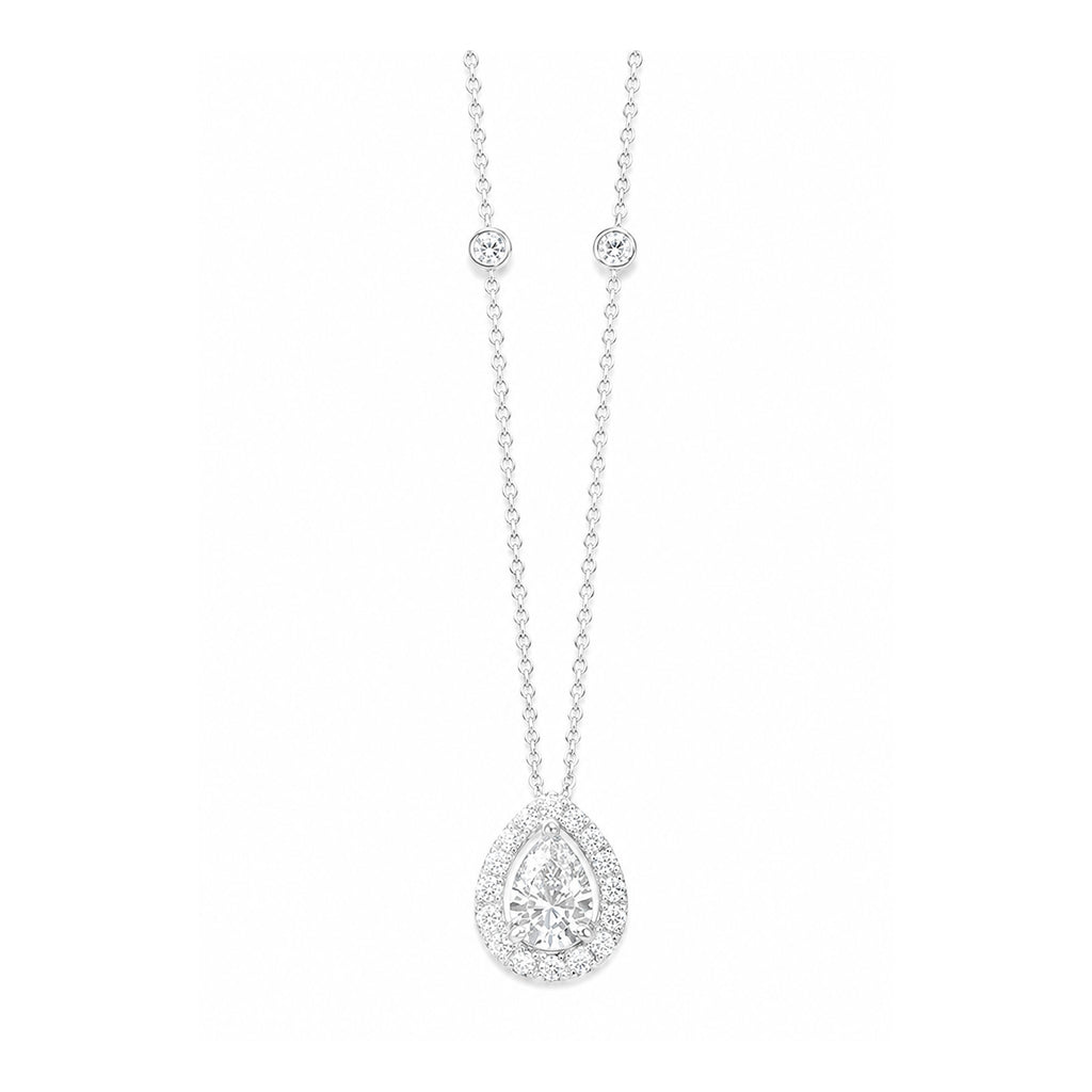 18K D無色ダイヤモンド ペンダント ネックレス ペアカット - 0.89ct