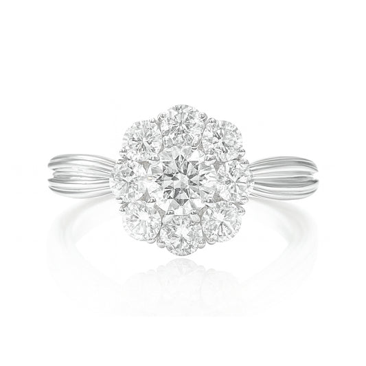 PT900 Floral Cluster Diamond Ring - 0.50ct