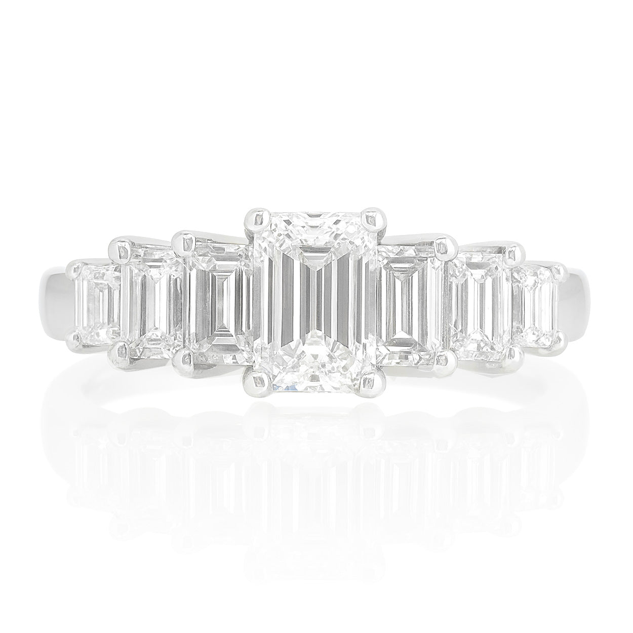 PT900 Emerald-Cut Diamond Seven-Stone Ring in Platinum - 1.237ct