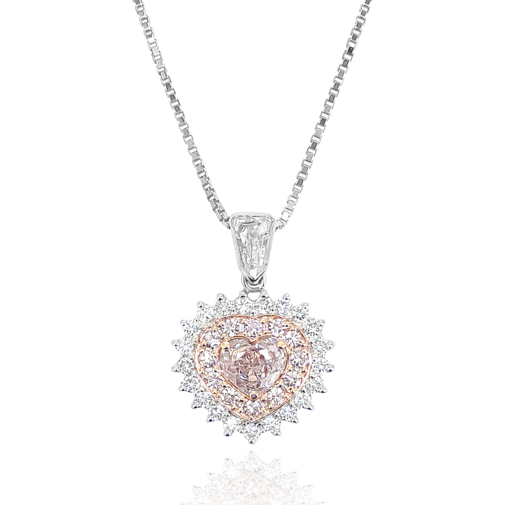 Mael Heart Light Orange Pink Diamond Pendant Necklace - 1.194ct