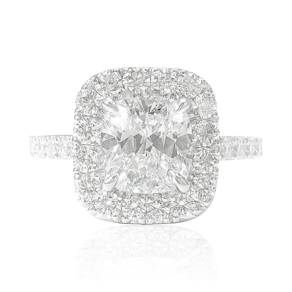 18K ほぼ無色ダイヤモンドリング 1.845ct SI1 クッション