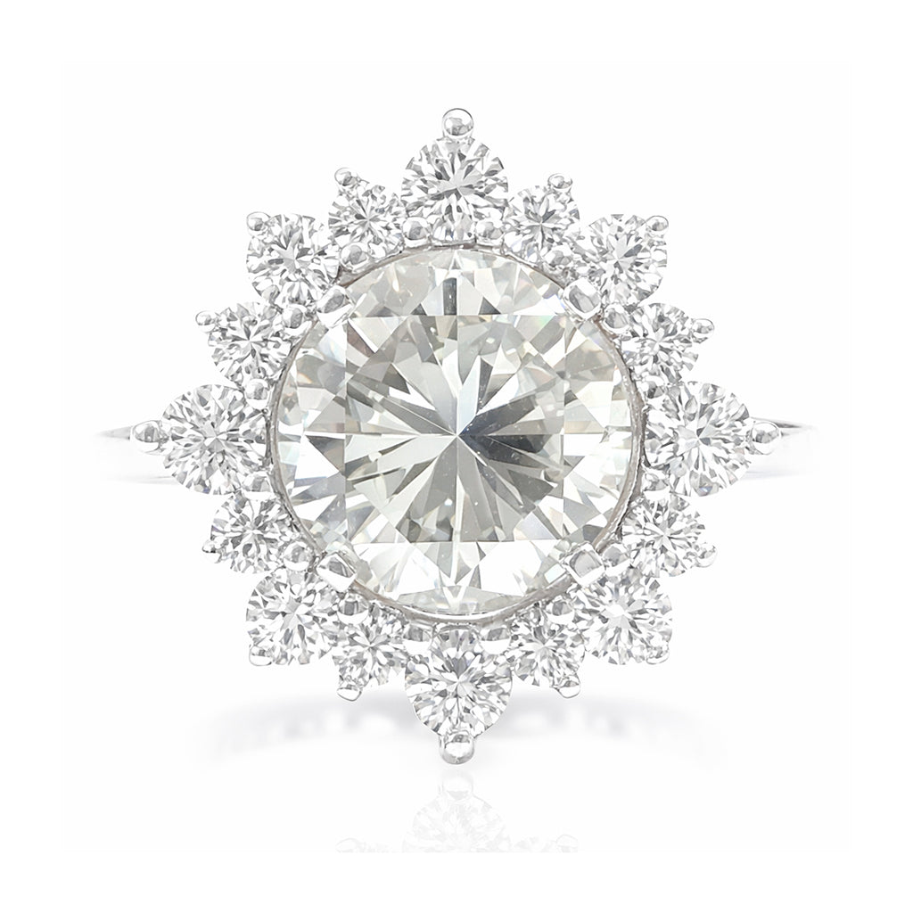 PT900 フェイントイエローダイヤモンドリング ラウンド - 2.594ct