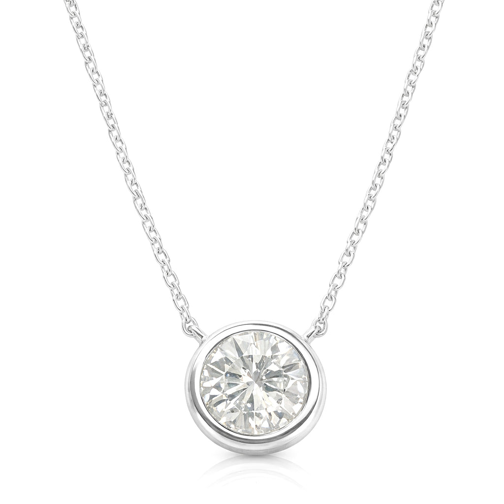 18K ほぼ無色 ラウンドダイヤモンド ペンダントネックレス - 0.713ct