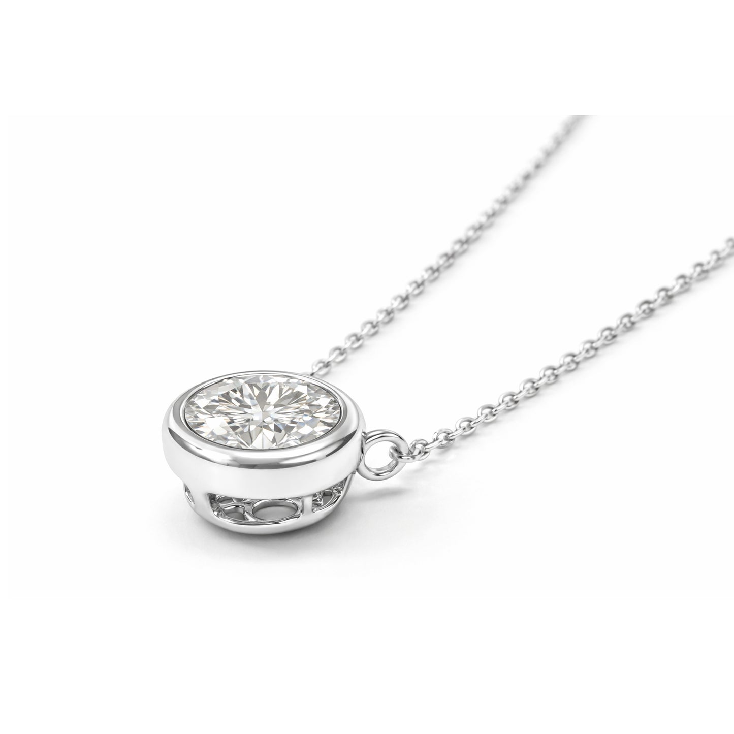 18K ほぼ無色 ラウンドダイヤモンド ペンダントネックレス - 0.713ct