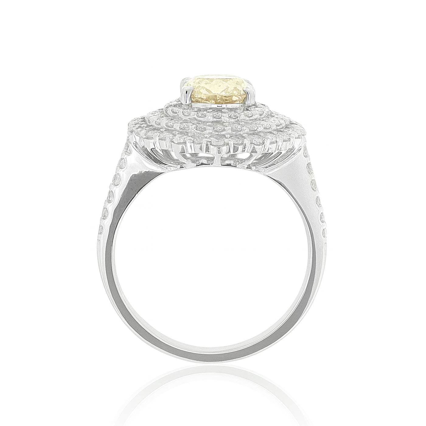 PT950 イエローブラウンダイヤモンド リング 2.928ct VS1 Fancy Yellow Brown オーバル 裏画像