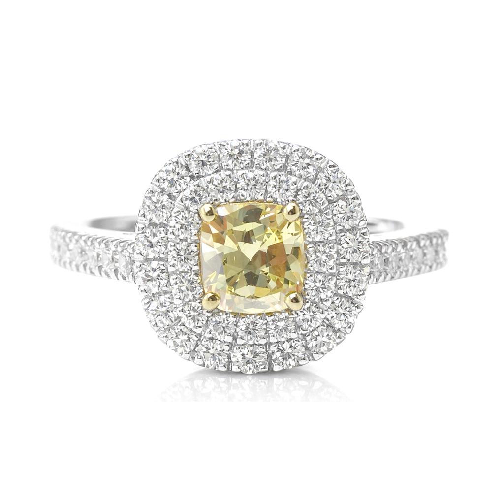 Mael Cushion Fancy Yellow Diamond Ring - 0.898ct