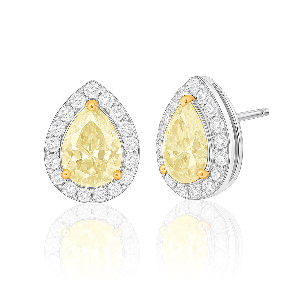 PT900 イエローダイヤモンドイヤリング 0.886ct Light Yellow SI2 ペア