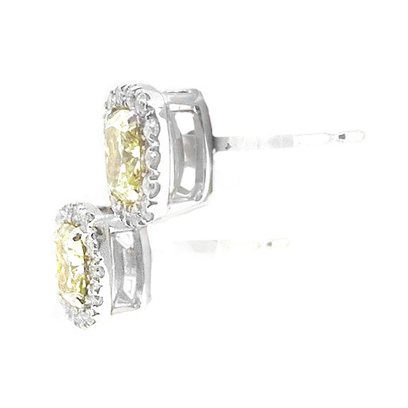 イエローダイヤモンドピアス クッション 1.258ct SI2 裏画像