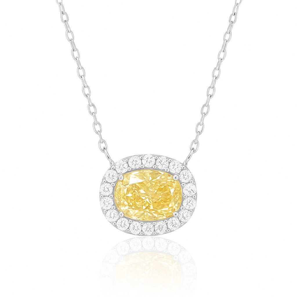 AU750 イエローダイヤモンド ペンダントネックレス 0.625ct Fancy Yellow VS2 オーバル