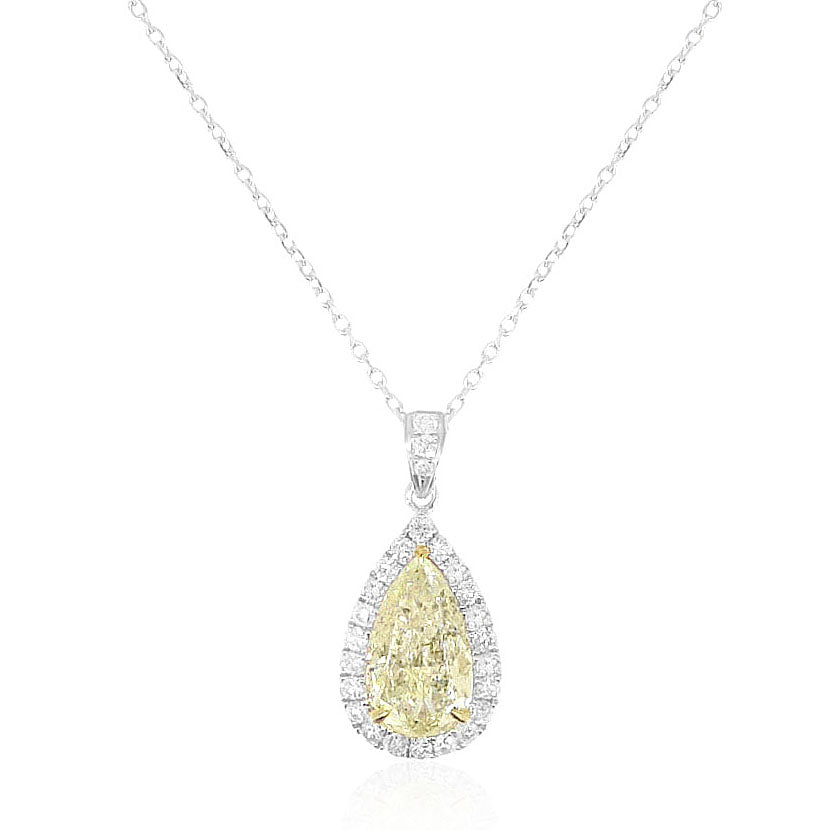 AU750 イエローダイヤモンド ペンダントネックレス 1.612ct Fancy Yellow I1 ペア