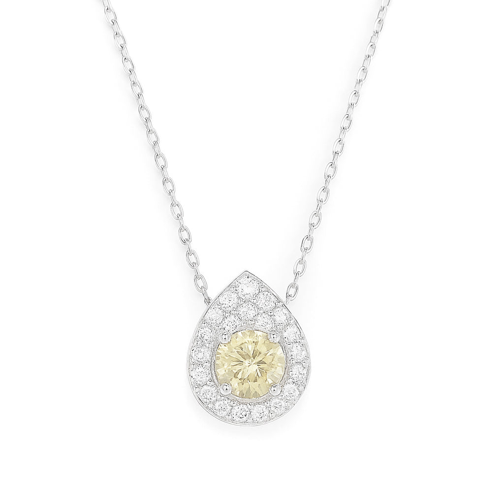 Mael Round Fancy Light Yellow Diamond Pendant Necklace - 0.599ct