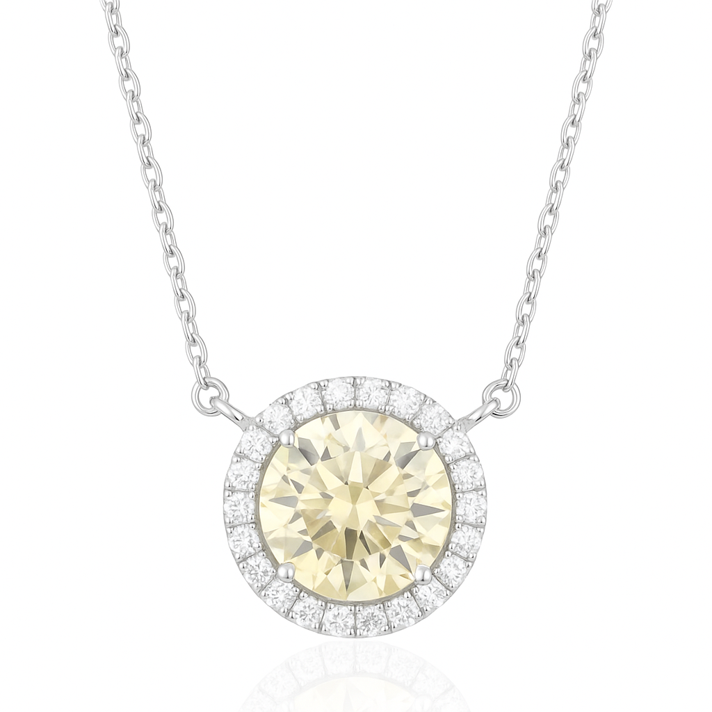 PT850/900 イエローダイヤモンド ペンダントネックレス 1.292ct Fancy Light Yellow SI1 ラウンド