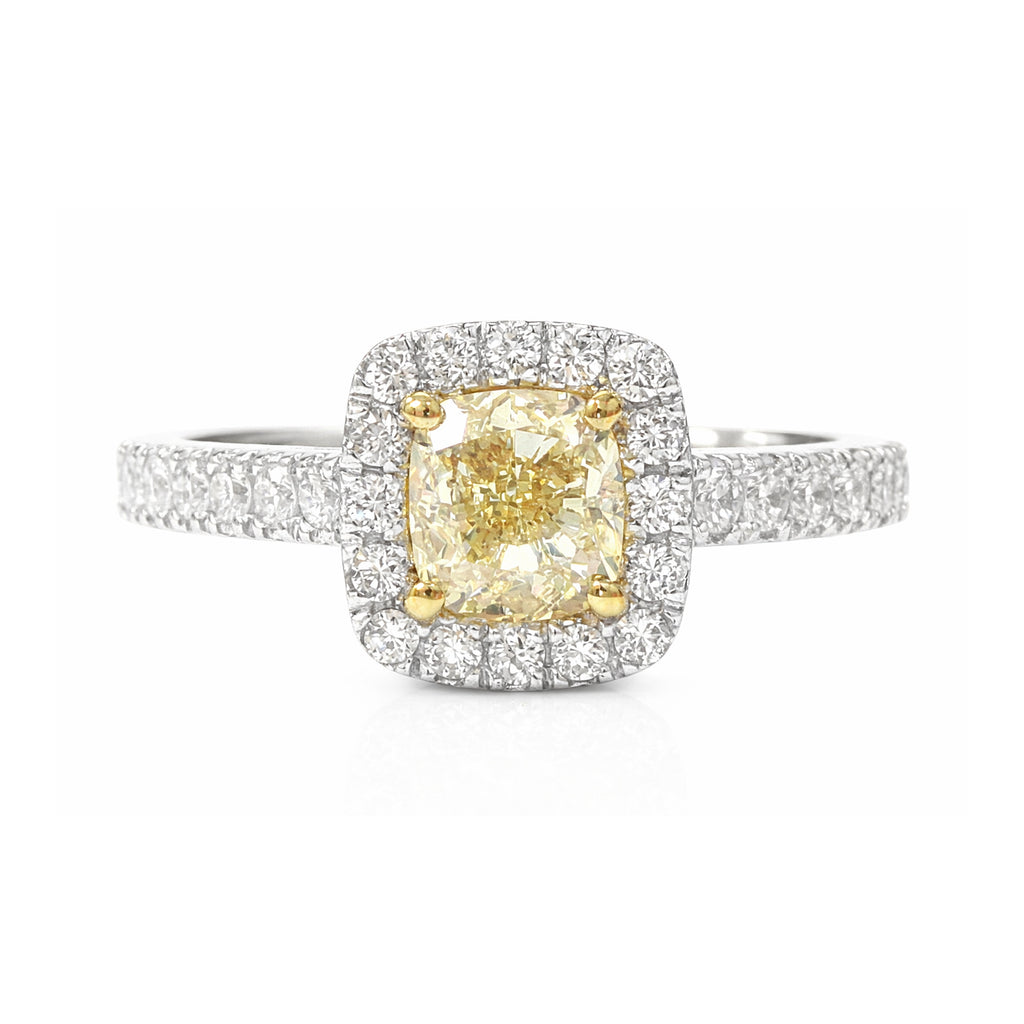 Mael Cushion Light Yellow Diamond Ring - 0.835ct