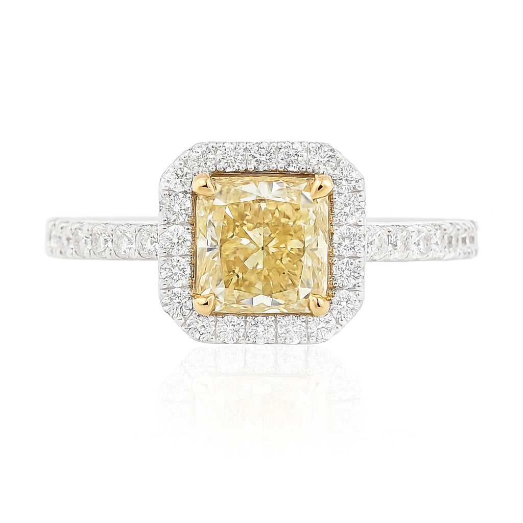 Mael Cushion Fancy Light Yellow Diamond Ring - 1.752ct