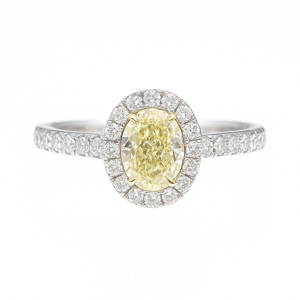 イエローダイアモンドリング オーバル 0.948ct SI1 画像
