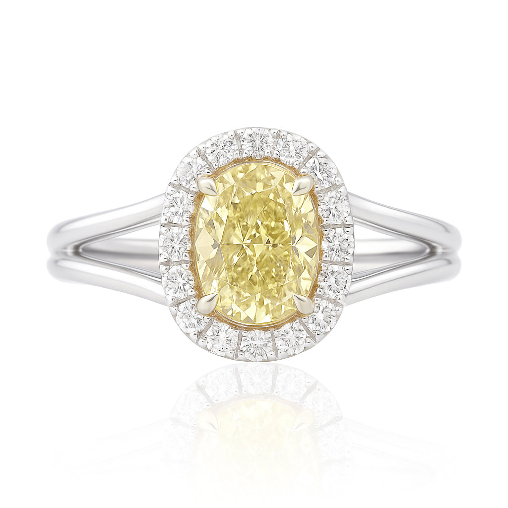 Mael Oval Fancy Light Yellow Diamond Ring - 1.35ct