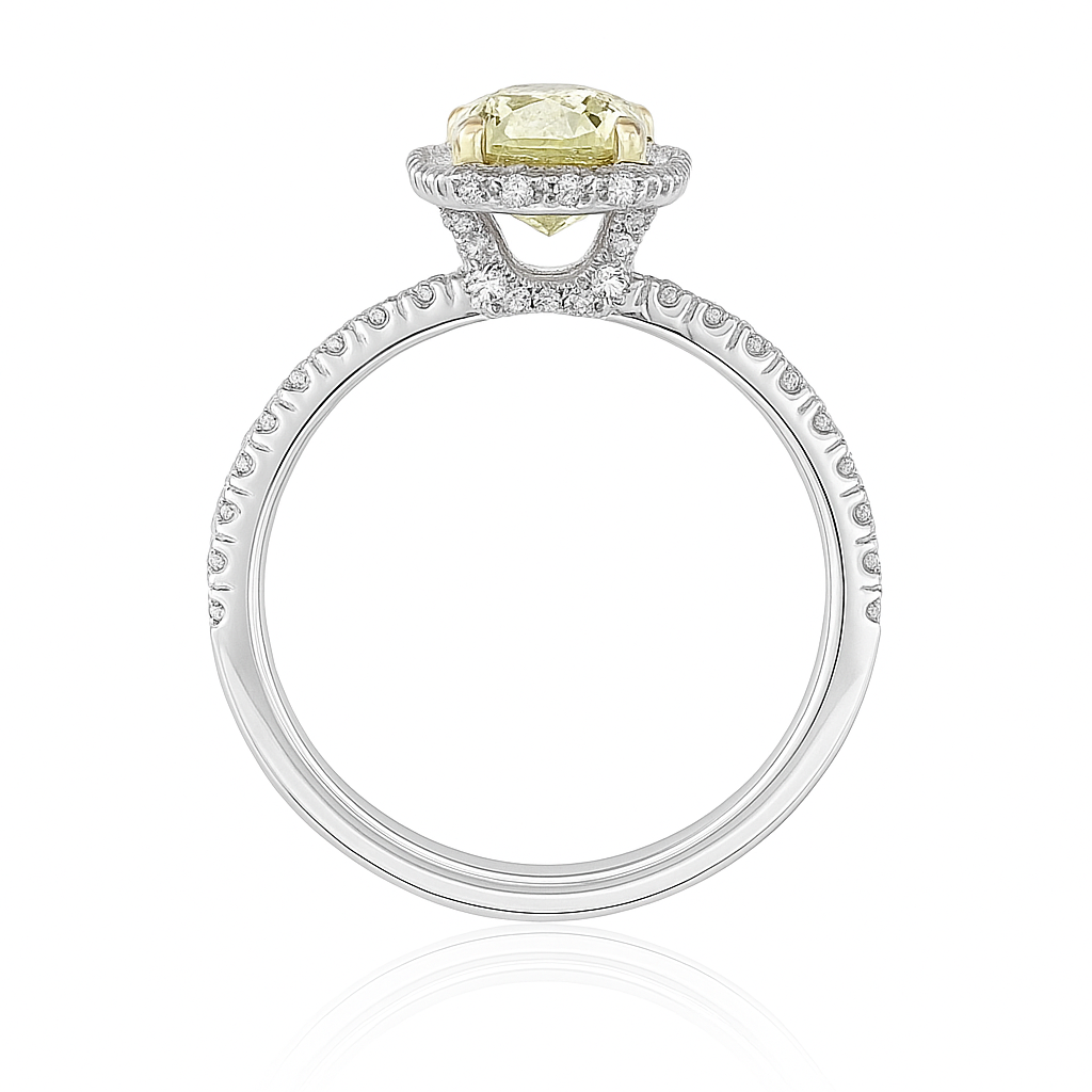 イエローダイアモンドリング オーバル 1.945ct VS2 横画像