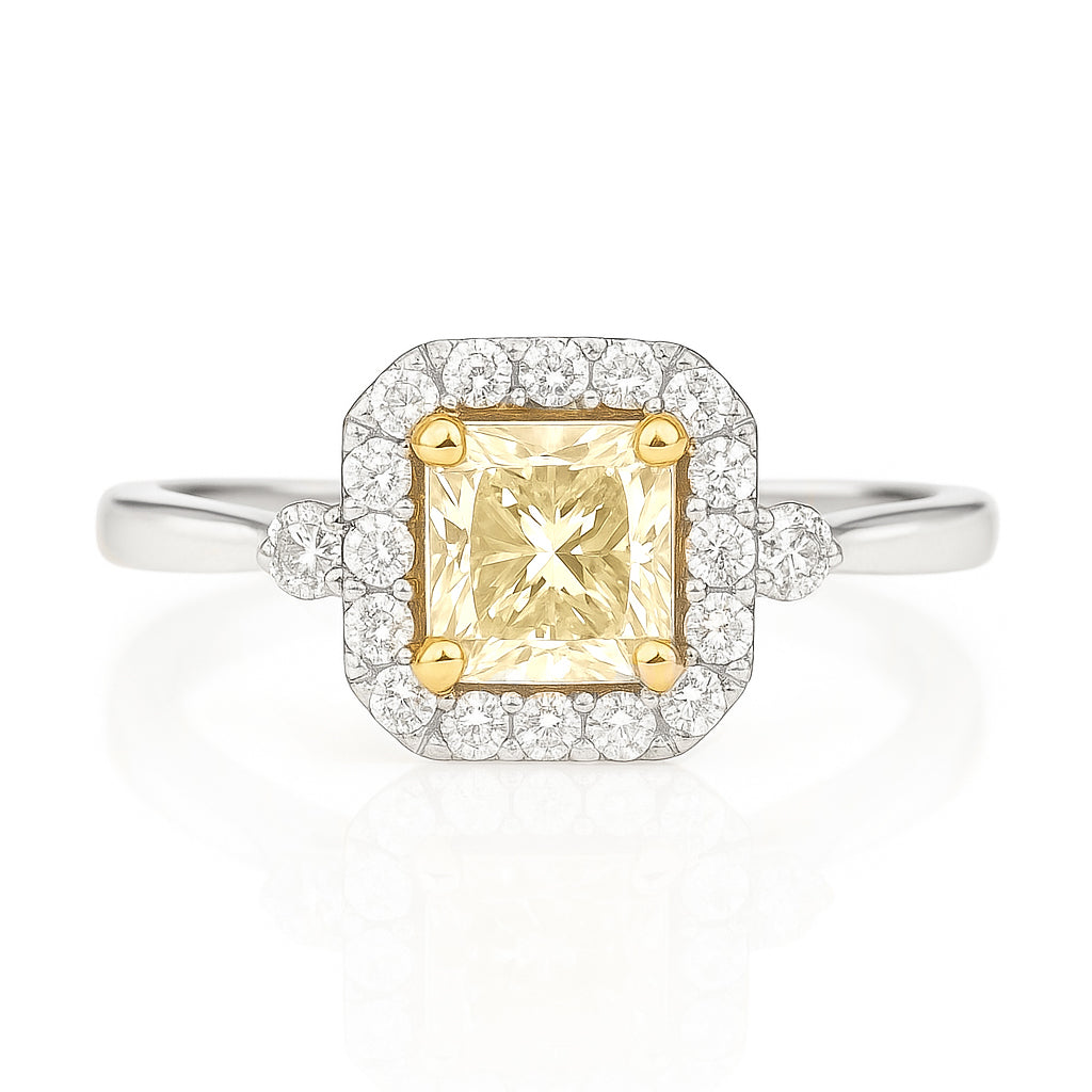 イエローダイアモンドリング ラディアント 0.68ct VS1 画像