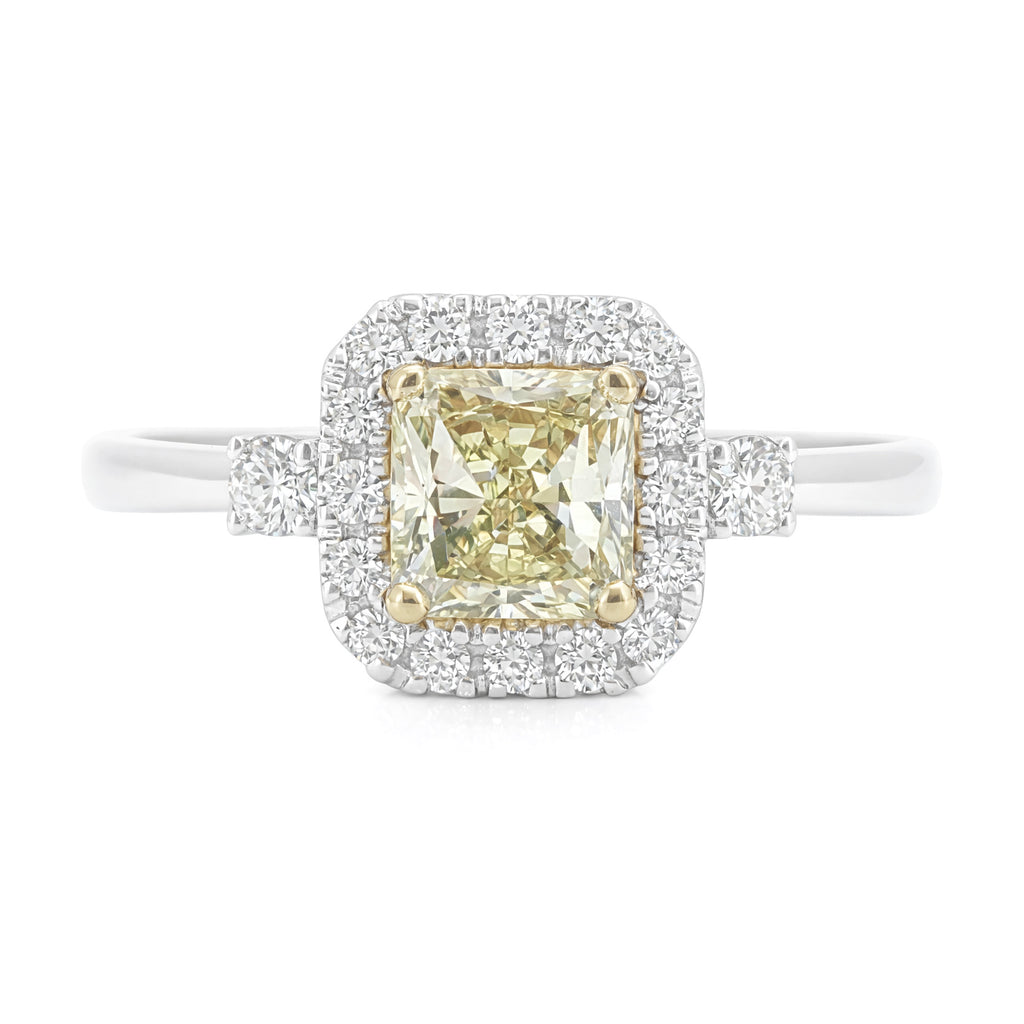 PT900 ラディアント イエローダイヤモンドリング 0.68ct Light Yellow VS1 ラディアント