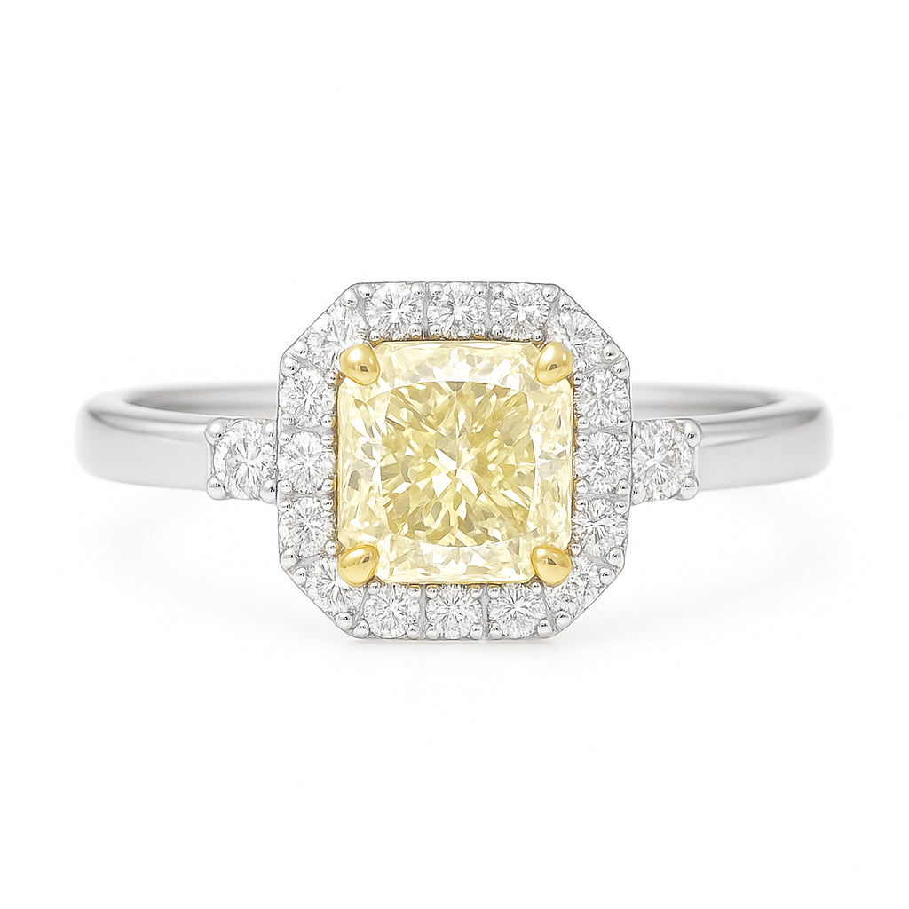 イエローダイアモンドリング ラディアント 0.94ct VS1 画像