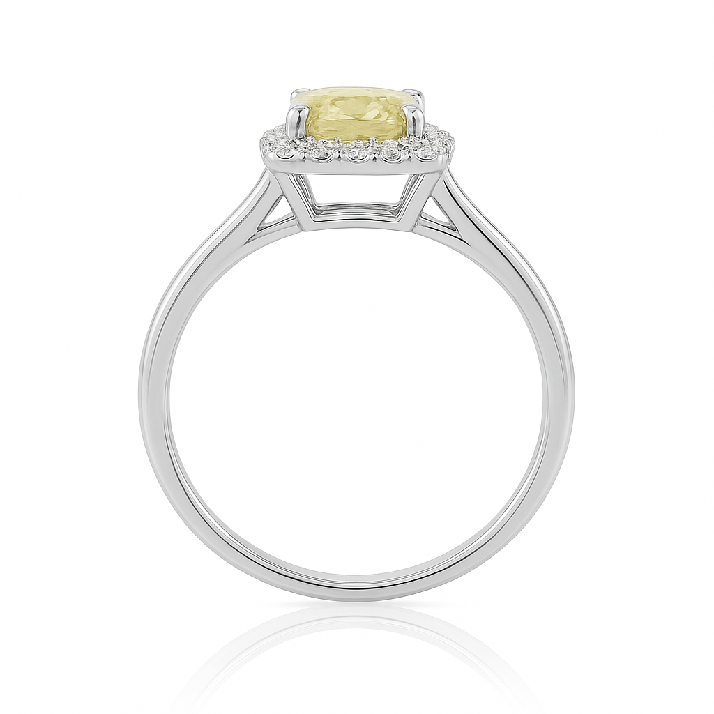 イエローダイヤモンドリング クッション 0.77ct SI1 裏画像