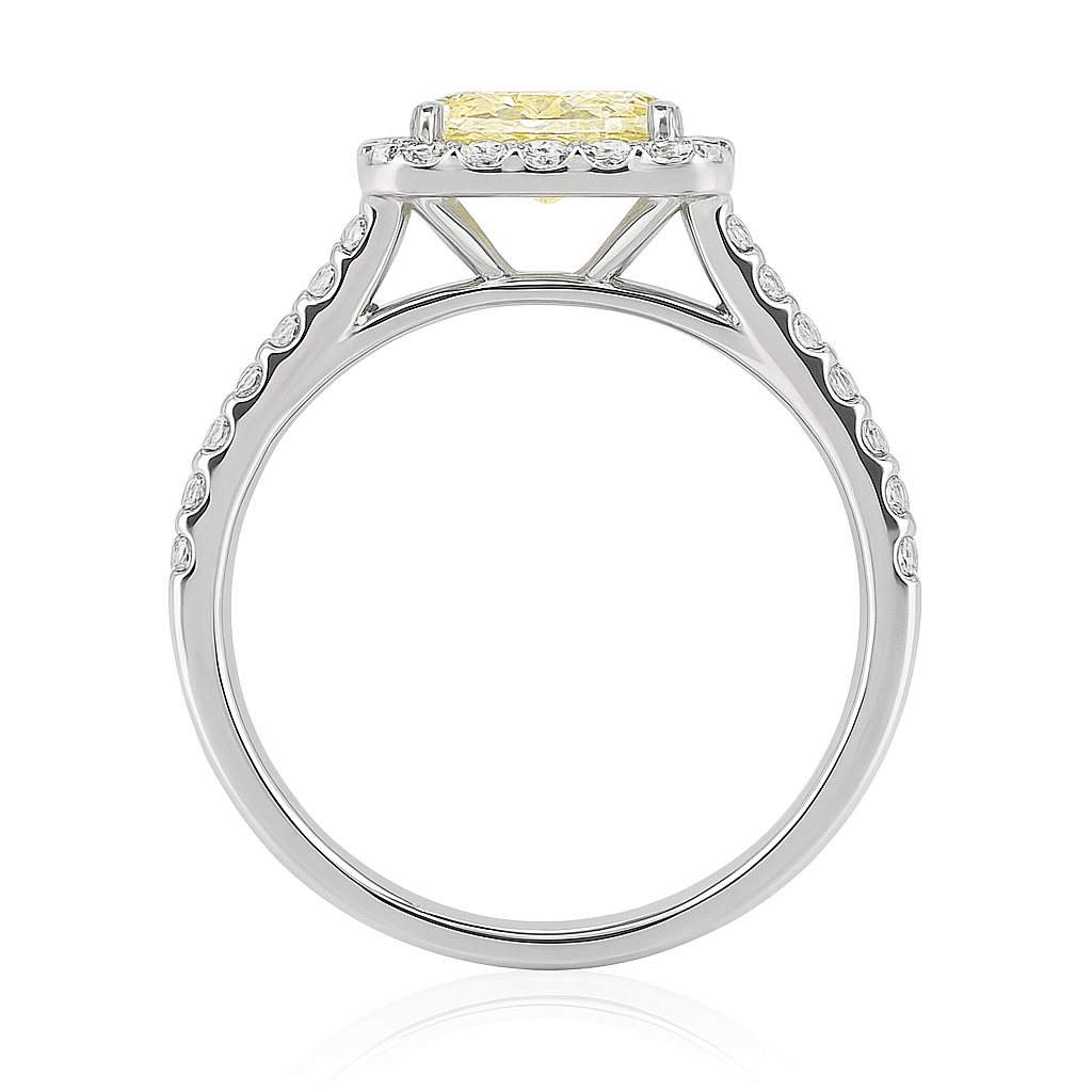 イエローダイヤモンドリング クッション 1.752ct SI1 映像