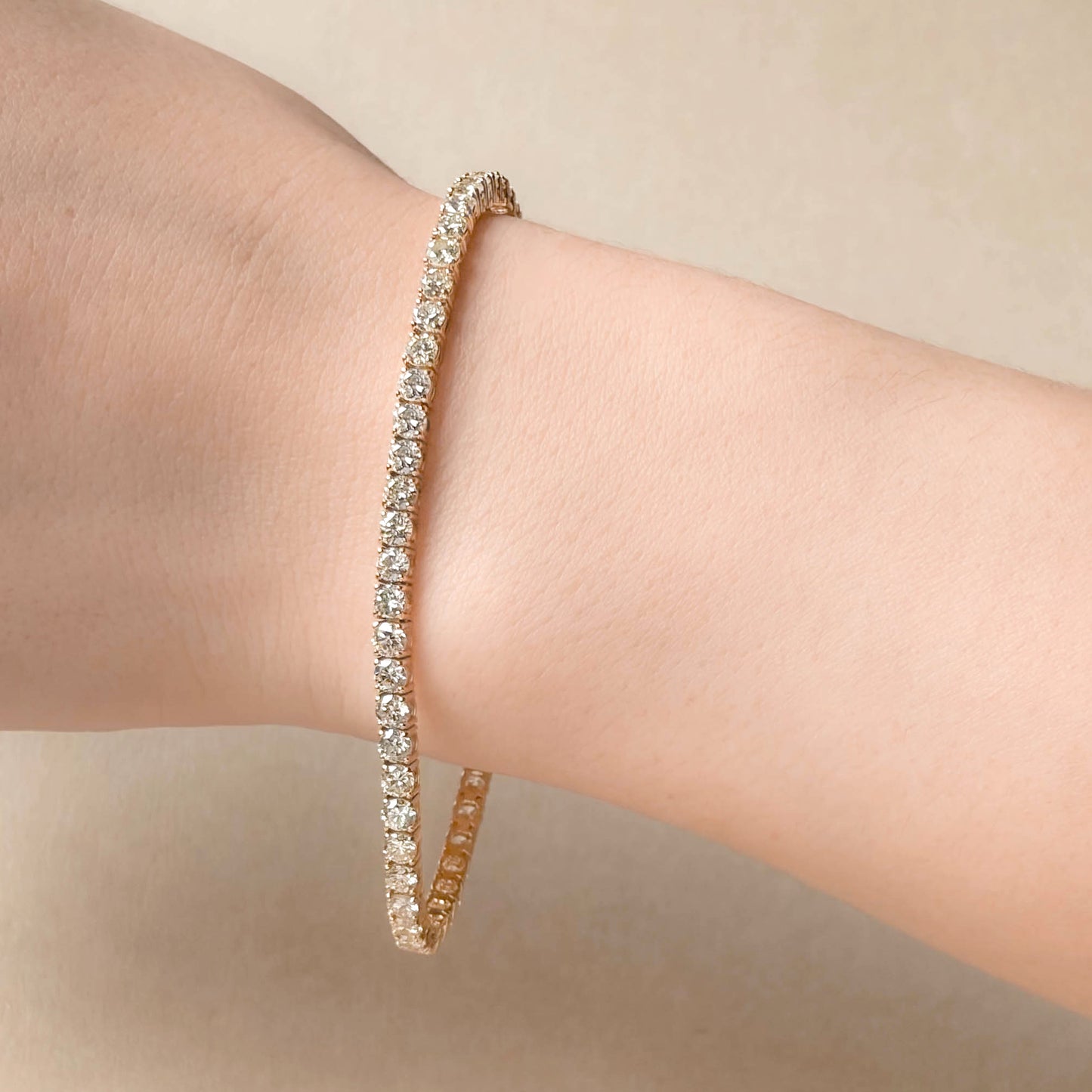 18K 天然ダイヤモンド テニスブレスレット ベリーライトイエロー SI2 6.27ct
