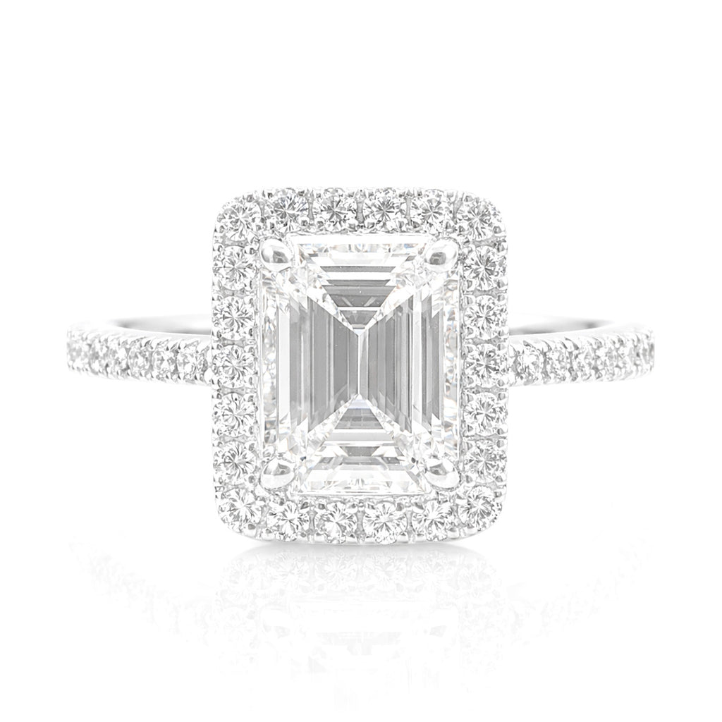 18K ほぼ無色ダイヤモンドリング 1.926ct VVS1 エメラルドカット