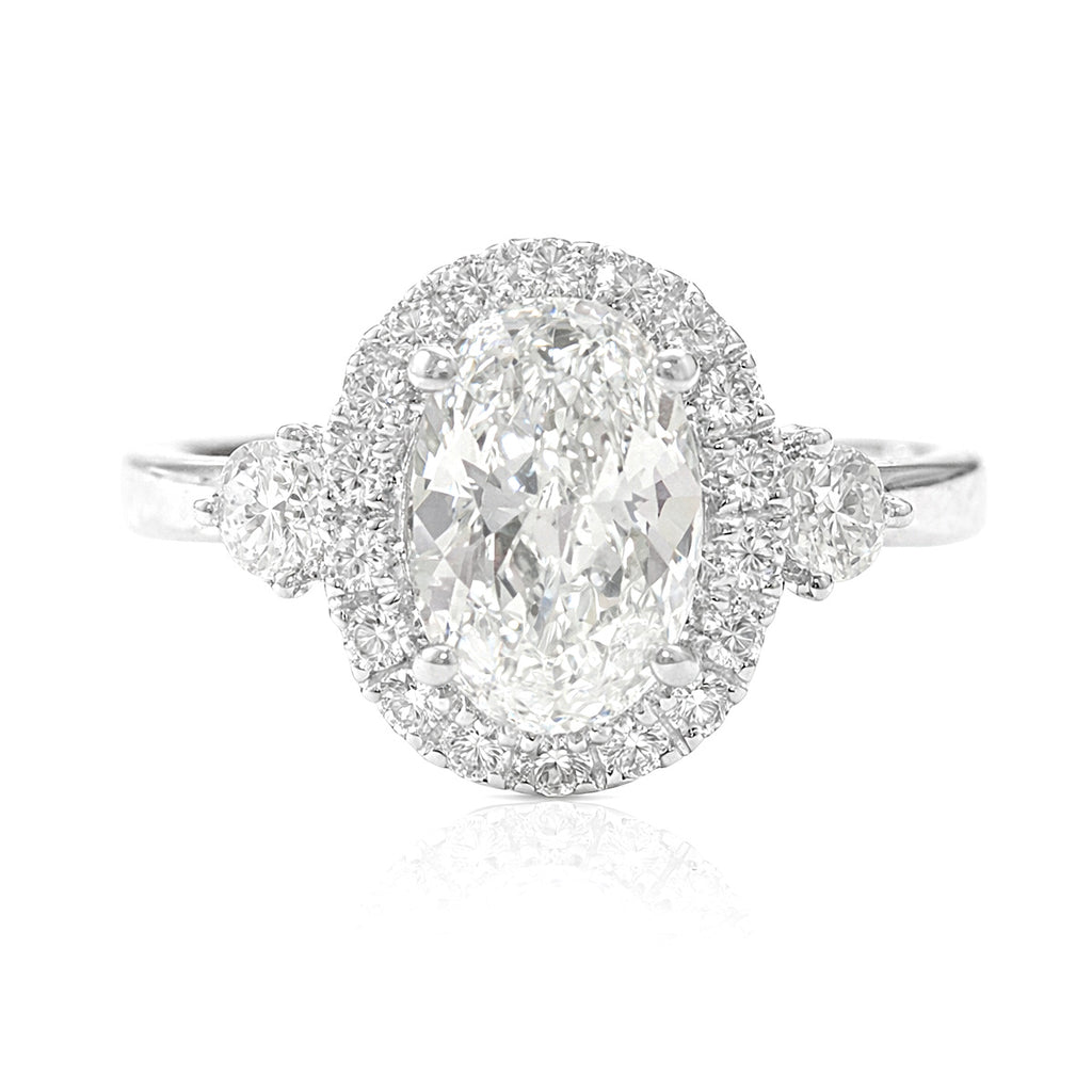 18K ほぼ無色Gダイヤモンドリング 1.06ct VS2 オーバル