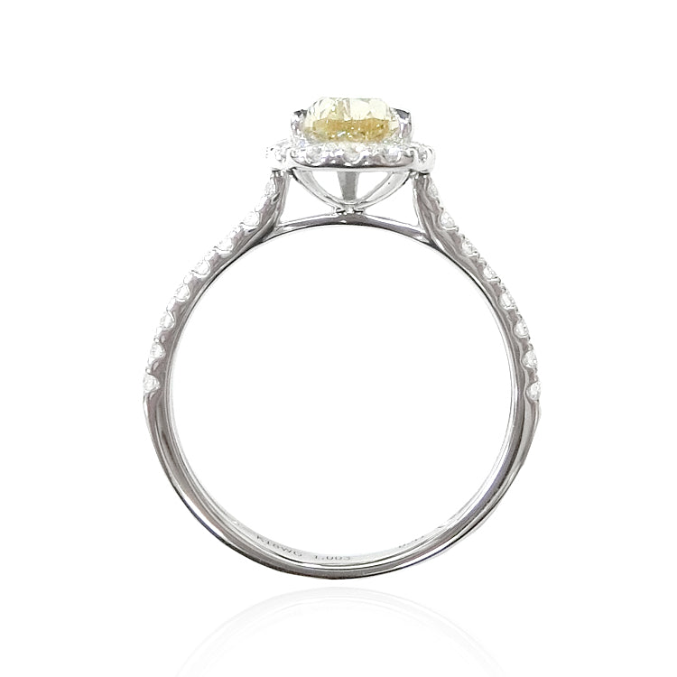 18K Pear Fancy Light Orangy Yellow Diamond Ring - 1.413ct