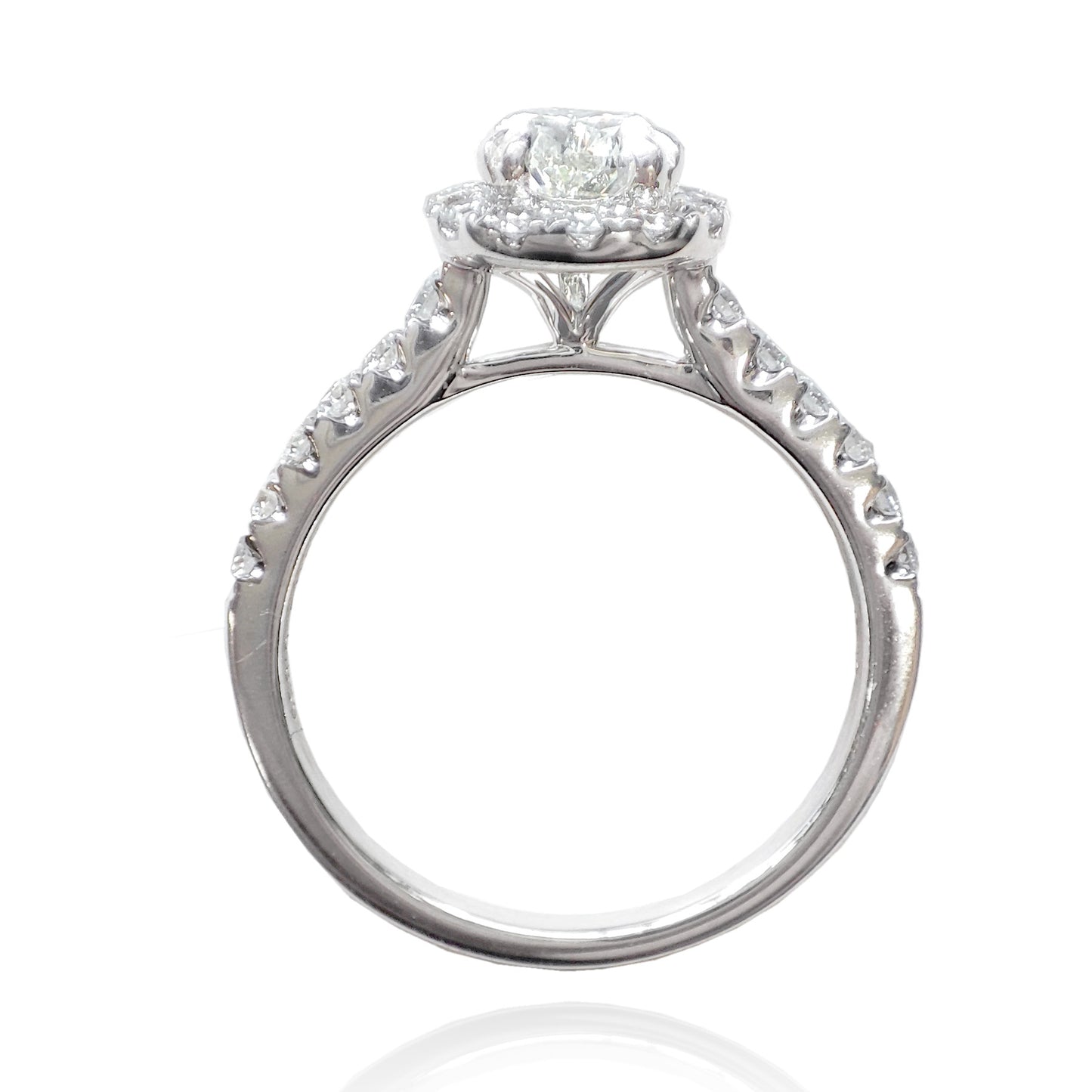 18K ほぼ無色H ダイヤモンドリング 1.319ct SI1 ペアカット