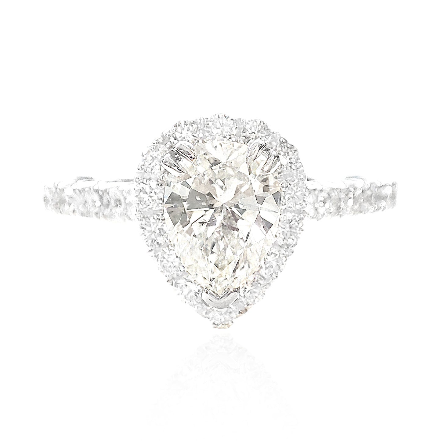 18K ほぼ無色H ダイヤモンドリング 1.319ct SI1 ペアカット