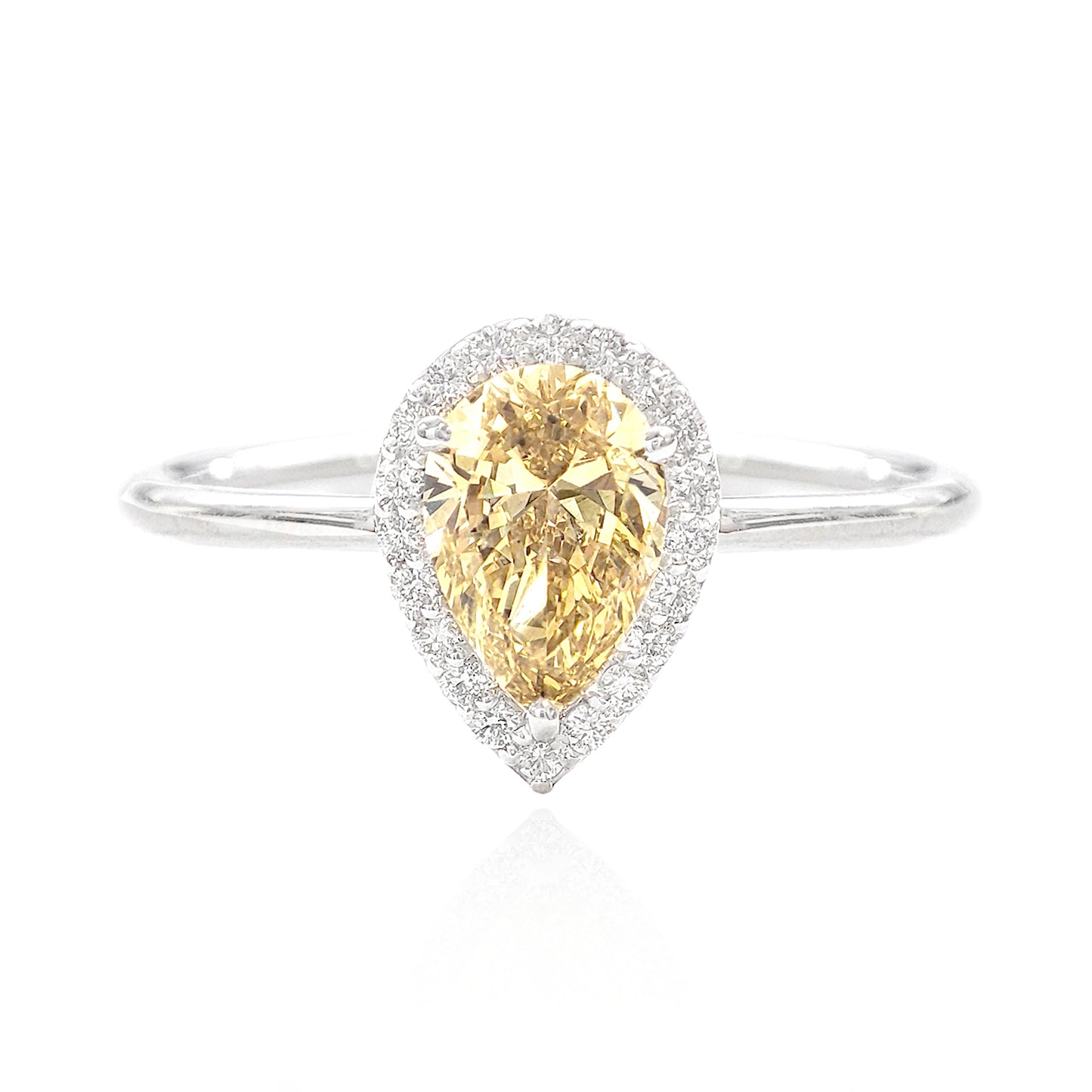 18K イエローダイヤモンドリング 0.574ct ペアカット
