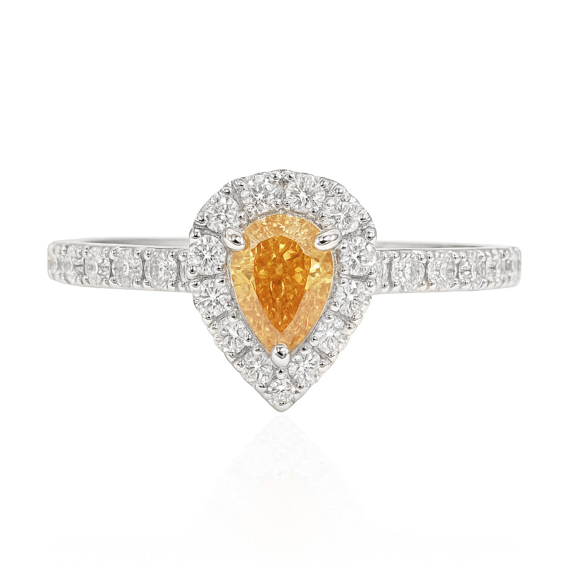 18KWG オレンジダイヤモンドリング 0.583ct Fancy Vivid Yellow Orange