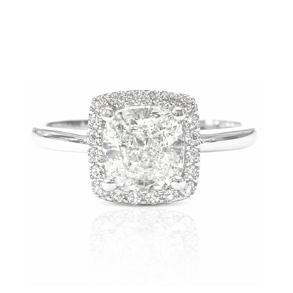 18K 無色 ダイヤモンドリング クッションカット 1.12ct