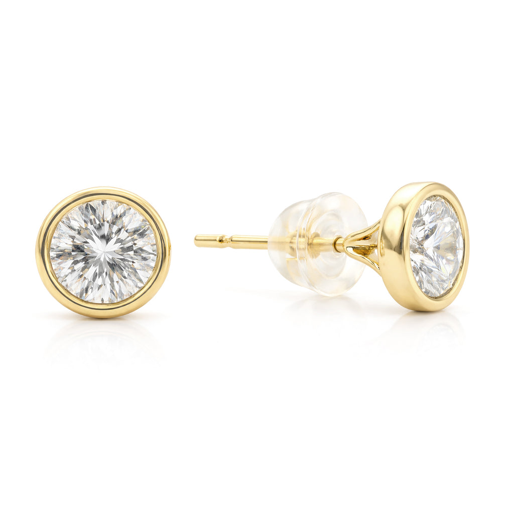 18K ほぼ無色 ダイヤモンドイヤリングラウンド - 1.746ct