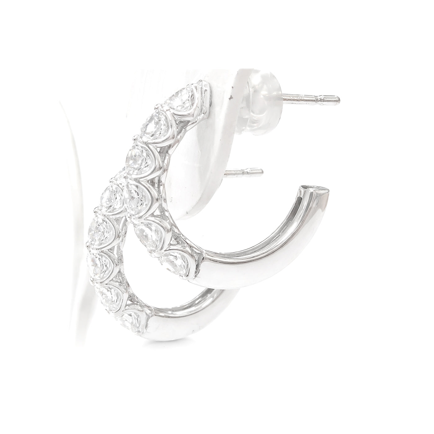 18K Hoop Diamond Earrings - 0.88ct