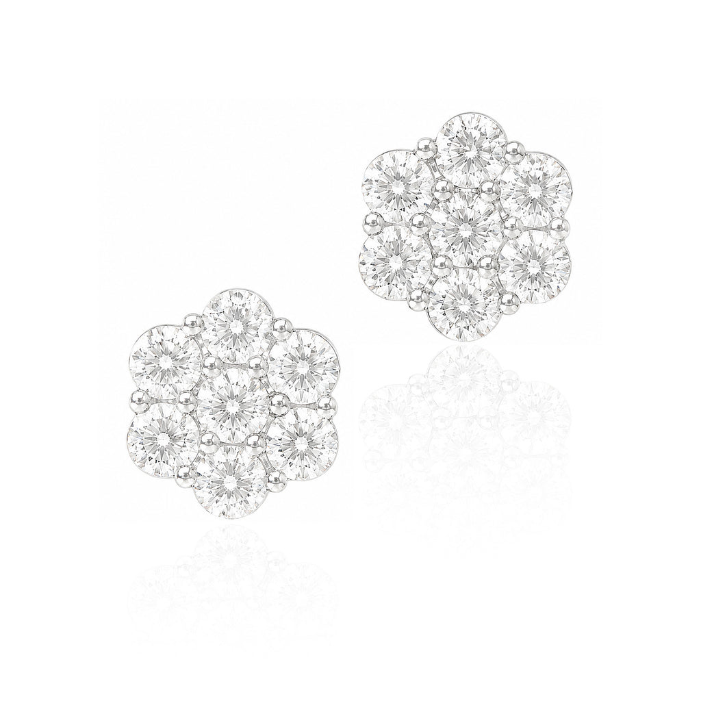 18K フラワーダイヤモンドピアス 0.92ct ラウンド