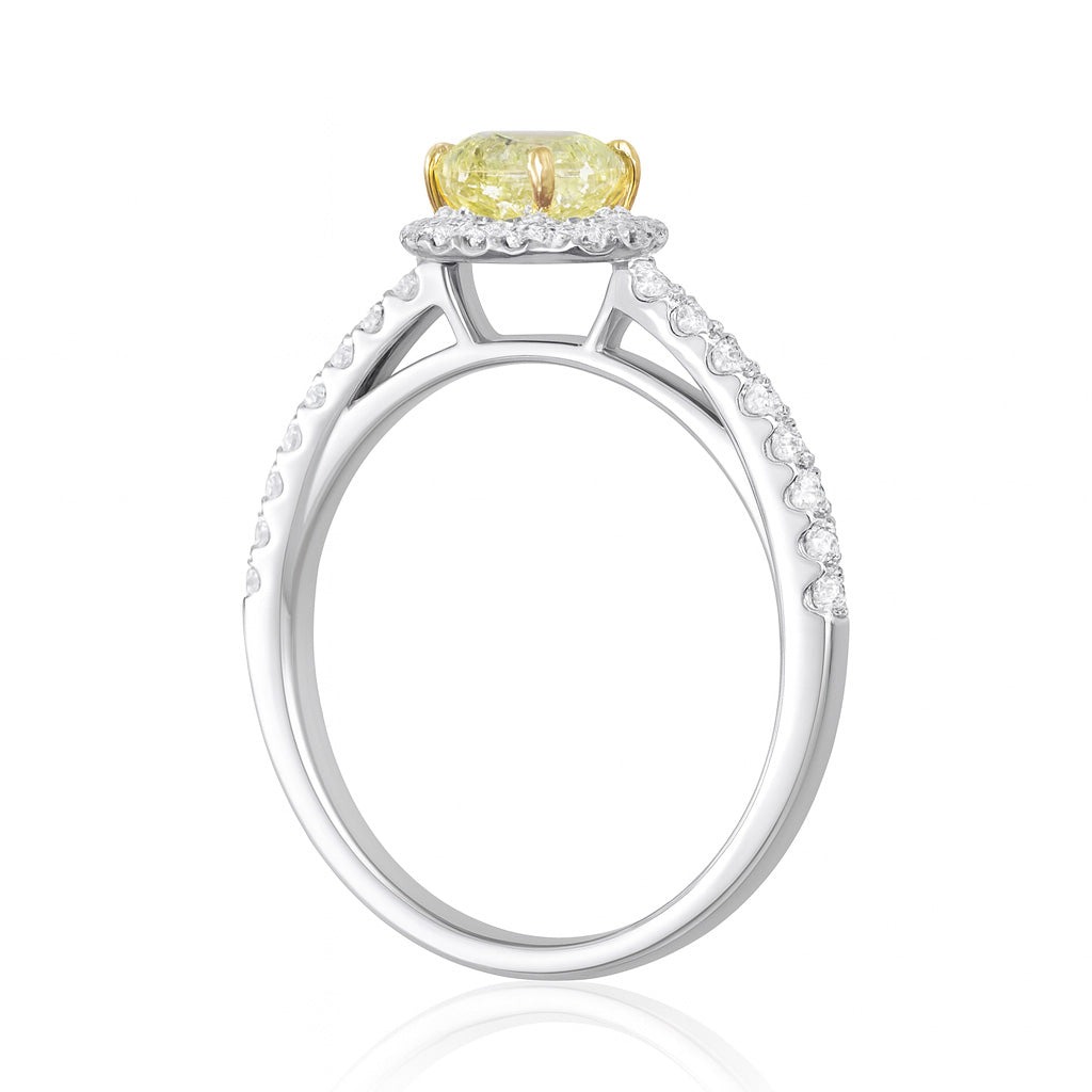 18K Hexagonal-cut Fancy Yellow Diamond Ring - 1.216ct